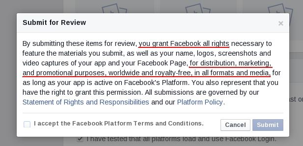 Facebook requirement snapshot